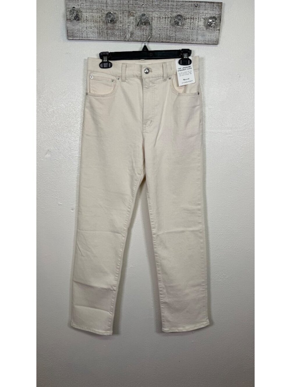 Madewell The Longline Straight Jean Cream Vintage Canvas Size 27 Stretch - Picture 2 of 16